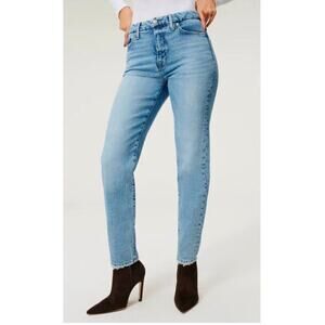 Good American The Weekender High Rise Raw Hem Distressed Blue Jeans Size 26